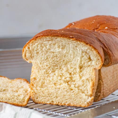 Sliced soft honey white bread showing the fluffy tender crumb