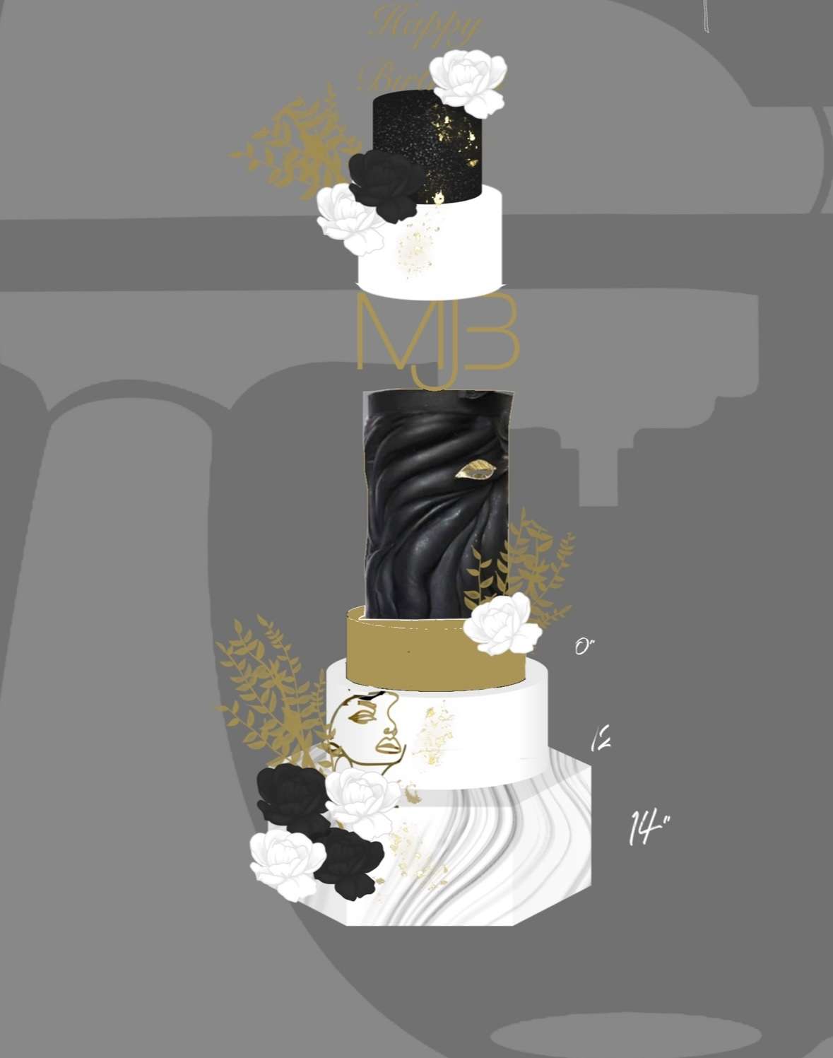 Digital sketch by Justin Ellen for Mary J. Blige’s 52nd birthday design concept.