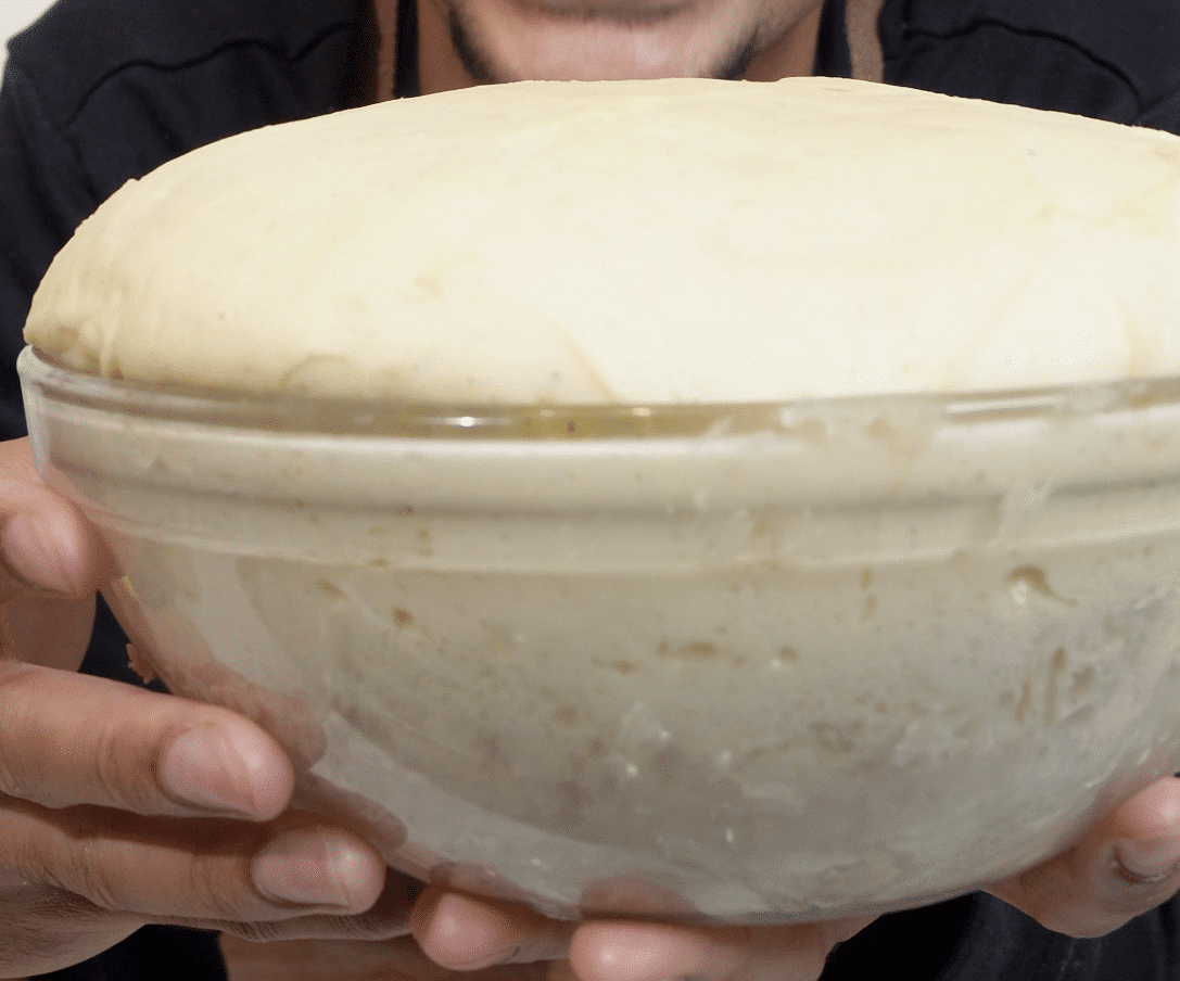 Dough that has doubled in sized and ready to be rolled out.