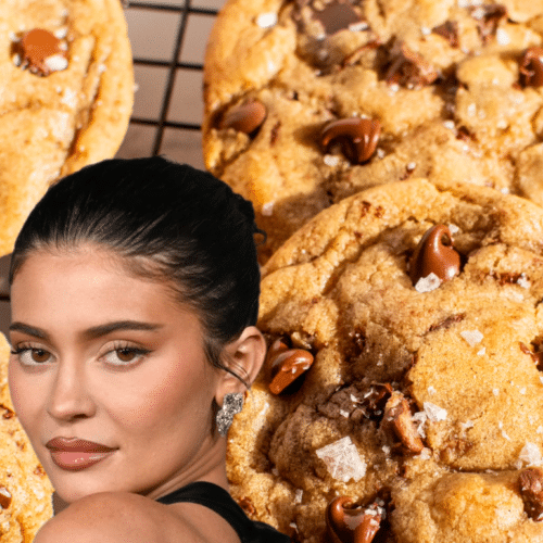 Kylie Jenner chocolate chip cookies with melted chocolate and sea salt